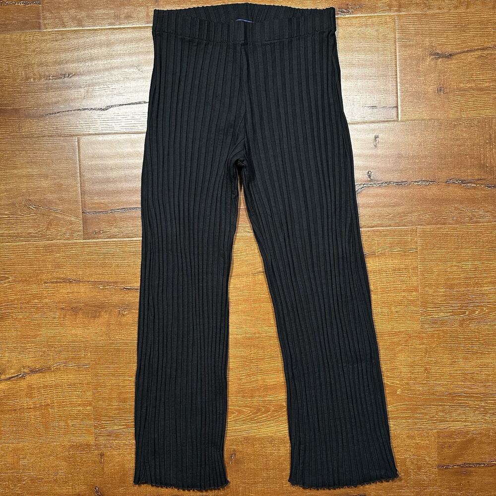 Simon Miller Ribbed Pants Women S Black Straight Leg Stretch Comfort Luxury City